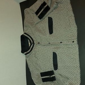 Brioni silk shirt,  xl, black yellow white,  long sleeve.